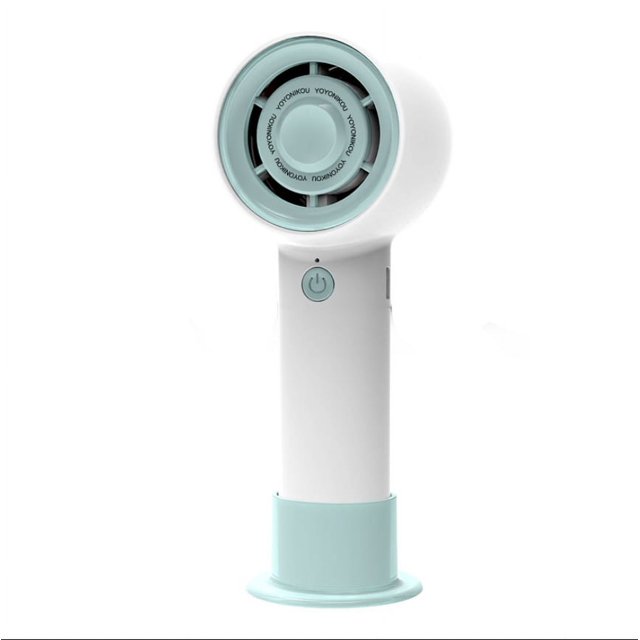 Mini ventilador USB azul HA1 con batería recargable, ventilador portátil silencioso, batería pequeña con Base de escritorio para enfriar Lo