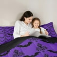 thumbnail image 4 of Manfei Halloween Bat 7-Piece Bedding Comforter Set,Vintage Antique Damask King Bedding Sets,Purple Black Bed Sheets For Children,Microfiber Bedroom Decor Reversible, 4 of 8