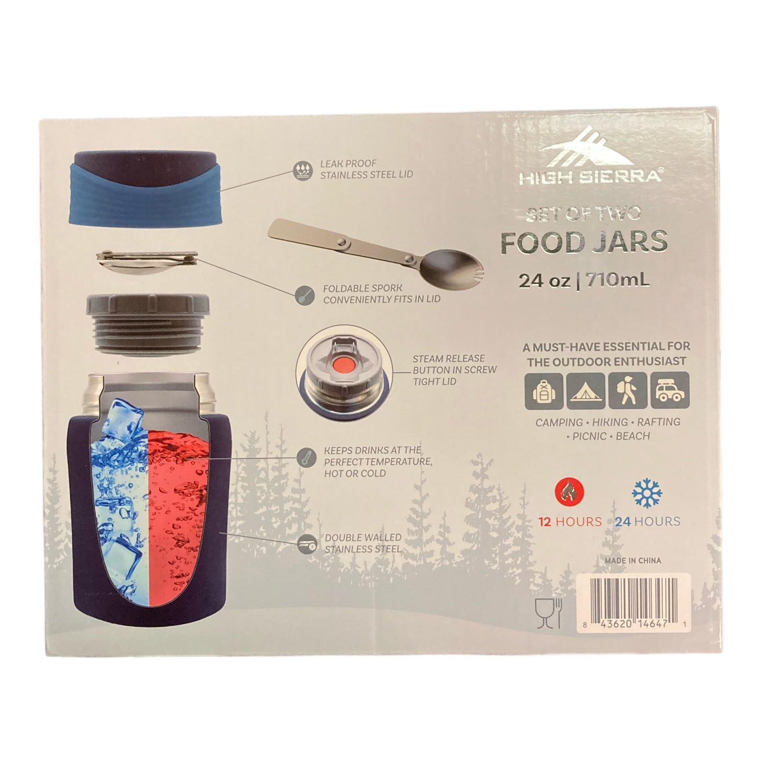 High Sierra 2-Pack Vacuum Insulated Stainless Steel Food Jars, 24 oz. (Black and White)