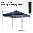 thumbnail image 3 of Gymax 10x10 FT Pop Up Canopy Tent 1-Person 1-Button Push Instant Setup Heavy Duty Frame Silver-Coated Top Portable Gazebo w/ 4 Sandbags Blue, 3 of 10