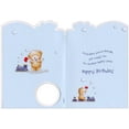 thumbnail image 2 of Designer Greetings Bear with Red Flag Playing with Trains Die Cut Window Juvenile : Kids Birthday Card for Young Boy, 2 of 2