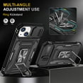 thumbnail image 7 of Cowithday Heavy Duty Rugged Case for iPhone 15, Case with Rotatable Ring Kickstand & Slide Camera Cover, Support Magnetic Car Mount, Soft TPU Shockproof Hard PC Back Case - Black, 7 of 7