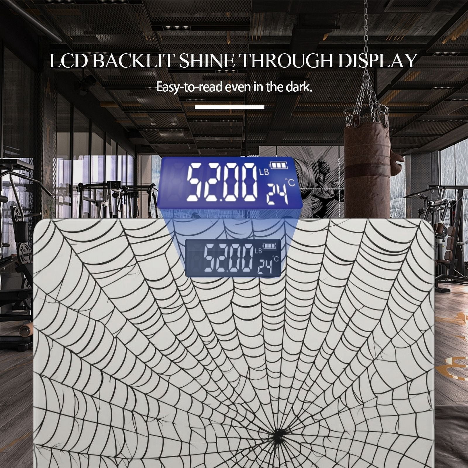 Bathroom Scale, Highly Accurate Digital Body Scale,Precisely Measures Weight up to 400 lbs-Intricate Spider Web With Numerous Lines And Curves