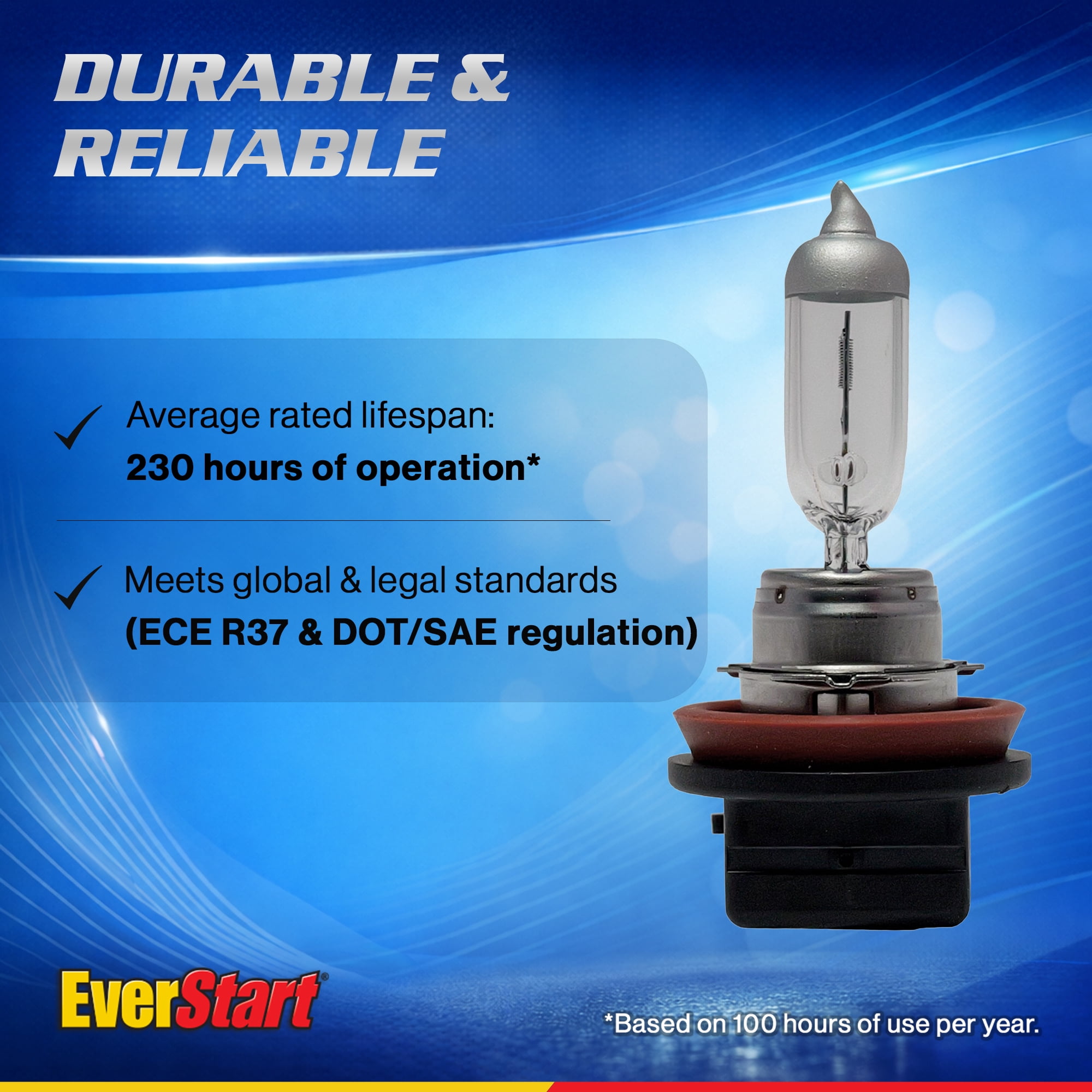 EverStart H11 Halogen Headlight Bulb, 1 pack, Compatible with Multiple Cars