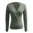 thumbnail image 3 of Womens Cleavage Tops Ribbed Knit Long Sleeve Shirts Deep V Neck Tees Going Out Outfits Clubwear, 3 of 8