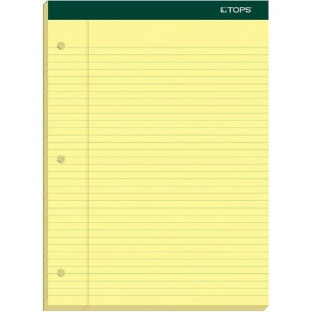 UPC: 0025932633836 | TOPS Double Docket Rigid Back Legal Pads 100 Sheets – Stapled/Glued – Ruled – 16 lb Basis Weight – 8 1/2  x 11 3/4  – Canary Paper – Green Binder – Hard Cover  Perforated  Stiff-back  Back Board – 100