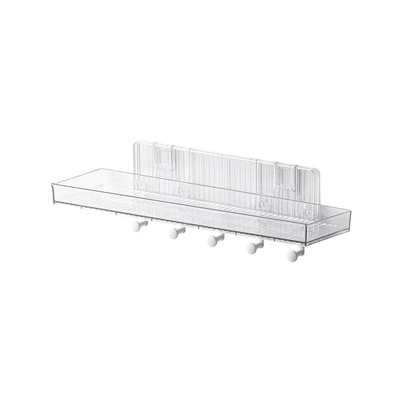 openpig Clear Shower Caddy, Adhesive Shower Organizer Rustproof Shelf with Hook, Wall Mounted Shelves Rack for Bathroom Kitchen Storage, Clear, L