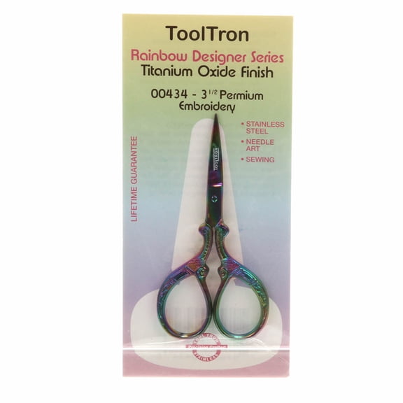 ToolTron 3 1/2 Inch Rainbow Titanium Oxide Finish Premium Embroidery Scissors