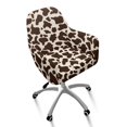 thumbnail image 2 of Xixirimido Brown Cowhide Pattern Swivel Office Armrest Chair Covers Stretch Dining Chair Cover, Mid-Back Desk Chair Slipcover Removable Accent Armchair Protector, 2 of 7