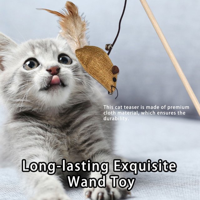 Cat Teaser Kitten Stick Playing Rod Compact Size Long-lasting Bite-resistance Bell Dancer Entertainment Funny Interactive Interaction Wand Toy