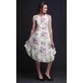 thumbnail image 5 of Bimba Purple Leaves,Lilac & Peony Floral Women Casual Sleeveless Floral Print Summer Swing Midi Dress-XX-Large, 5 of 6
