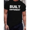 thumbnail image 1 of Built Different Print Tee Shirt, Tees For Men, Casual Short Sleeve T-shirt For Summer Tee For Adult, Men, Women, Teen, Teenager, Adolescent, Youth, 1 of 5
