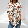 thumbnail image 2 of CYMMPU Loose Fit T-Shirts 3/4 Sleeve Crew Neck Floral Pattern Summer Fashion Shirts Blouses for Women Dressy Casual Spring Tops Hide Low Hem Plus Size T-Shirts Multicolor XXXL, 2 of 5