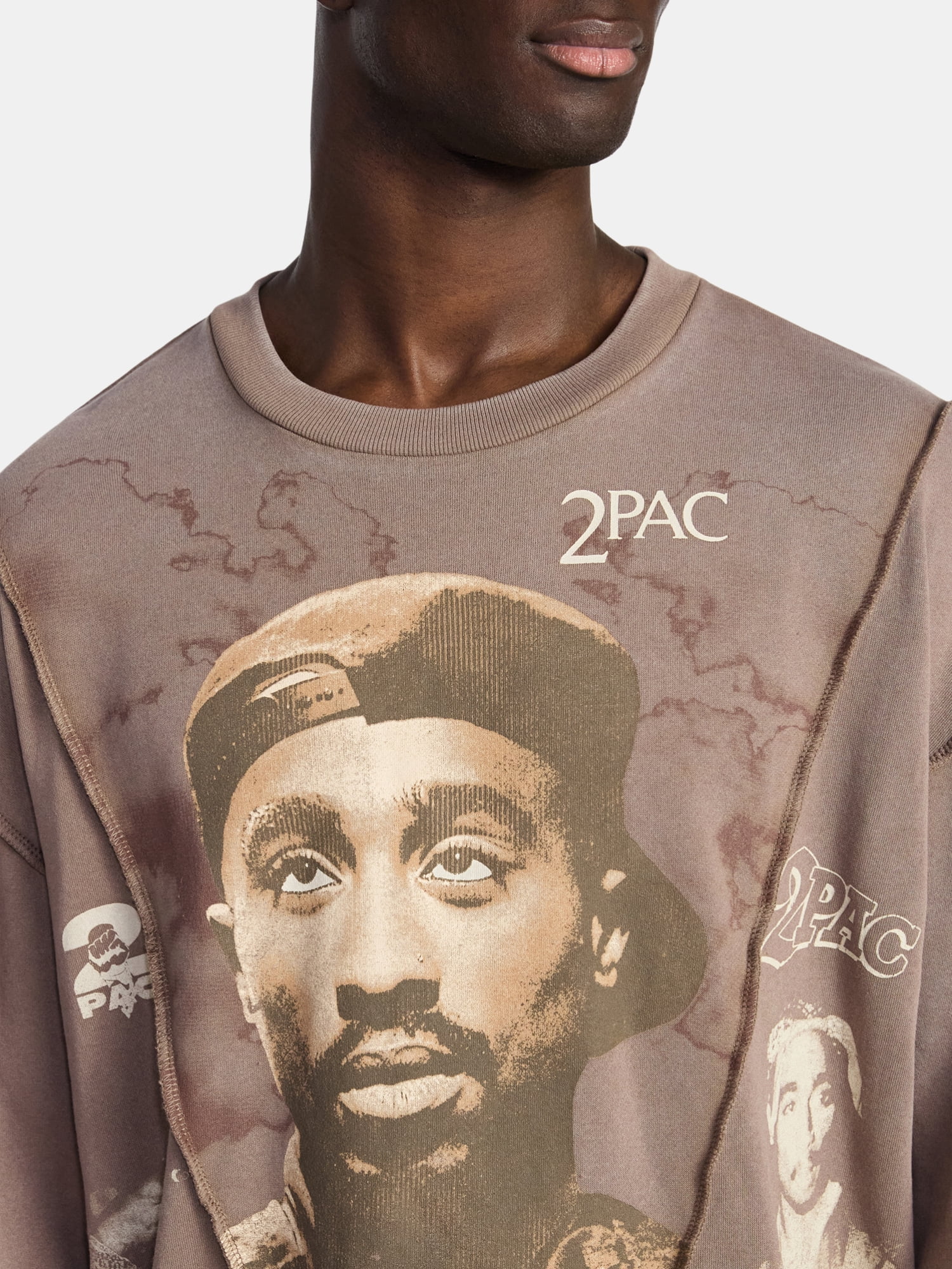 Tupac Men's and Big Men's Crewneck Sweatshirt with Long Sleeves, Sizes XS-3XL