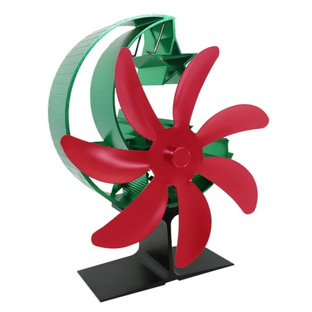 7 Sheet Heat Powered Stoves Eco Fan Mute Aluminum Fireplace Fan Furnace Fan For Fireplace Log/Wood/Pellet Burning Stoves Fuel Saving Red Green