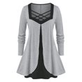 thumbnail image 1 of Camiseta de superposición de crisscross de tamaño grande Rosegal  Mangas largas de talla grande, 1 of 5