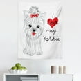 thumbnail image 1 of Yorkie Tapestry, I Love My Dog Its Tounge out Yorkshire Terrier House Pet Image, Fabric Wall Hanging Decor for Bedroom Living Room Dorm, 5 Sizes, Black White Red, by Ambesonne, 1 of 1