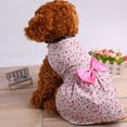 thumbnail image 3 of Frogued Summer Dogs Puppy Dress Floral Print Bow Skirt Pet Soft Outfit Party Clothes (Pink,S), 3 of 13