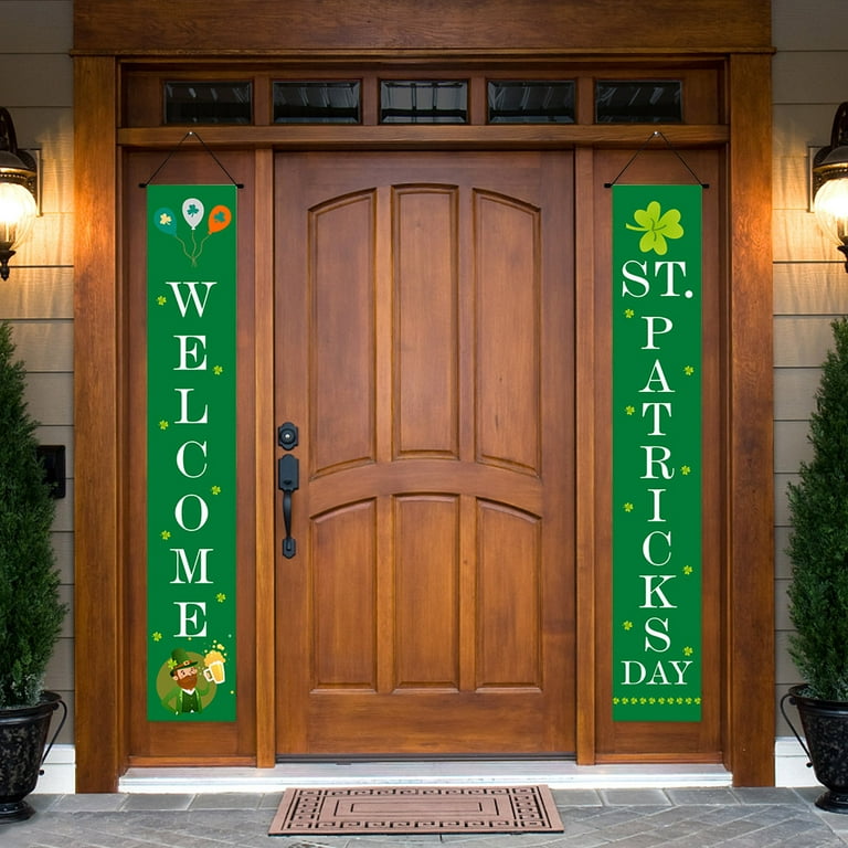 St. Patrick's Day Wooden Door Sign - 12 Inch Shamrock Hanging Decor For Home, Office, Party & Farmhouse Style