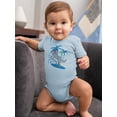 thumbnail image 2 of Dinosaur With Surfboard On Beach Bodysuit Infant -Image by Shutterstock,  Newborn, 2 of 4
