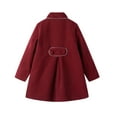 thumbnail image 2 of LittleSpring Big Girls Winter Coat Casual Peacoat Dress Coat Faux Wool Lapel Outerwear Midweight Solid Dark Red Size 10-12, 2 of 7