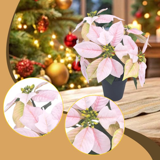 Planta de Pascua artificial, regalo de , adorno decorativo de flores artificiales para festivales, oficinas, decoración de mesa interior.