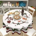 thumbnail image 6 of Christmas Round Tablecloth 60 Inch Christmas Holly Berry Ribbon Bordered Table Cloth Winter Xmas Holiday Polyester Circle Table Cover for Party Dining Room Home Decor, 6 of 6