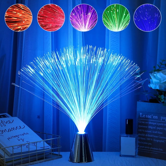 LED Fiber Optic Lamp Color Changing Fiber Optic Light Battery Powered RGB Fiber Optic Centerpiece Night Light Table Ornament for Home Office Christmas Wedding Party Decor