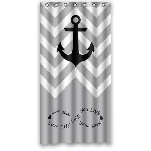 Hellodecor Live The Life You Love Love The Life You Live Infinity Chevron Anchor Shower Curtain Polyester Fabric Bathroom Decorative Curtain Size 36x72 Inches Walmart Com Walmart Com