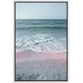thumbnail image 3 of PixonSign Framed Canvas Print Wall Art Neon Sea Waves Crash on The Shore Coastal Ocean Photography Realism Bohemian Scenic Colorful Multicolor Pastel for Living Room, Bedroom, Office - 16"x24" White, 3 of 5