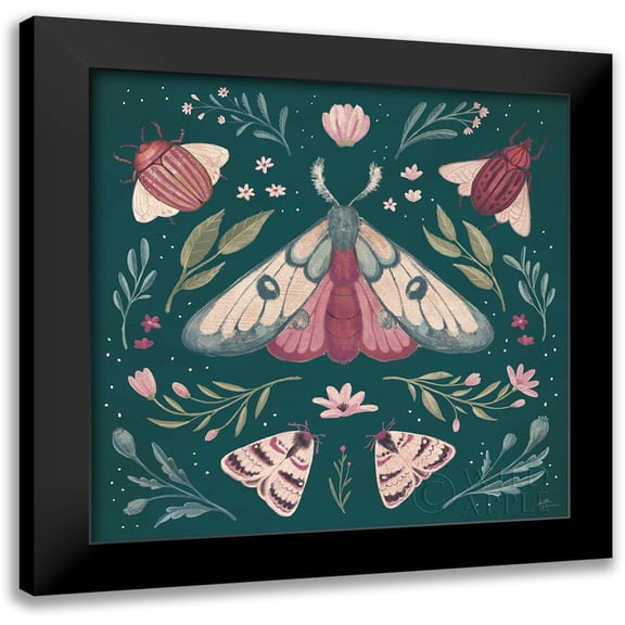 Penner, Janelle 12x12 Black Modern Framed Museum Art Print Titled - Winged Study II Plum