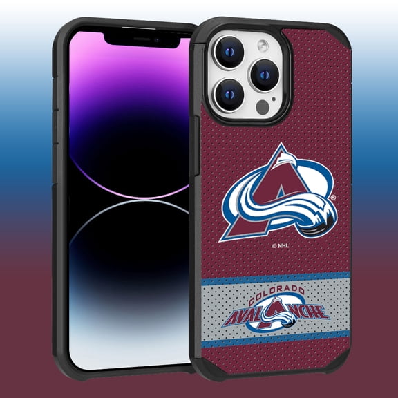Apple iPhone 14 Pro Max (6.7) - NHL Licensed Colorado Avalance Team Logo on Jersey Textured Dual Layer Case