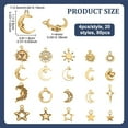 thumbnail image 3 of 80 piezas de 20 estilos de dijes de la serie Sol, Luna y Estrella, colgantes de estilo tibetano, pequeños colgantes dorados para pulseras, collares y joyas., 3 of 5