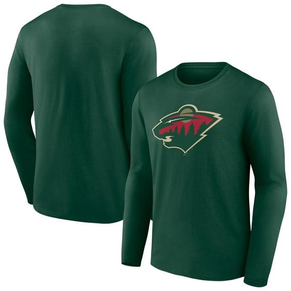 Men's Green Minnesota Wild Primary Logo Long Sleeve T-Shirt