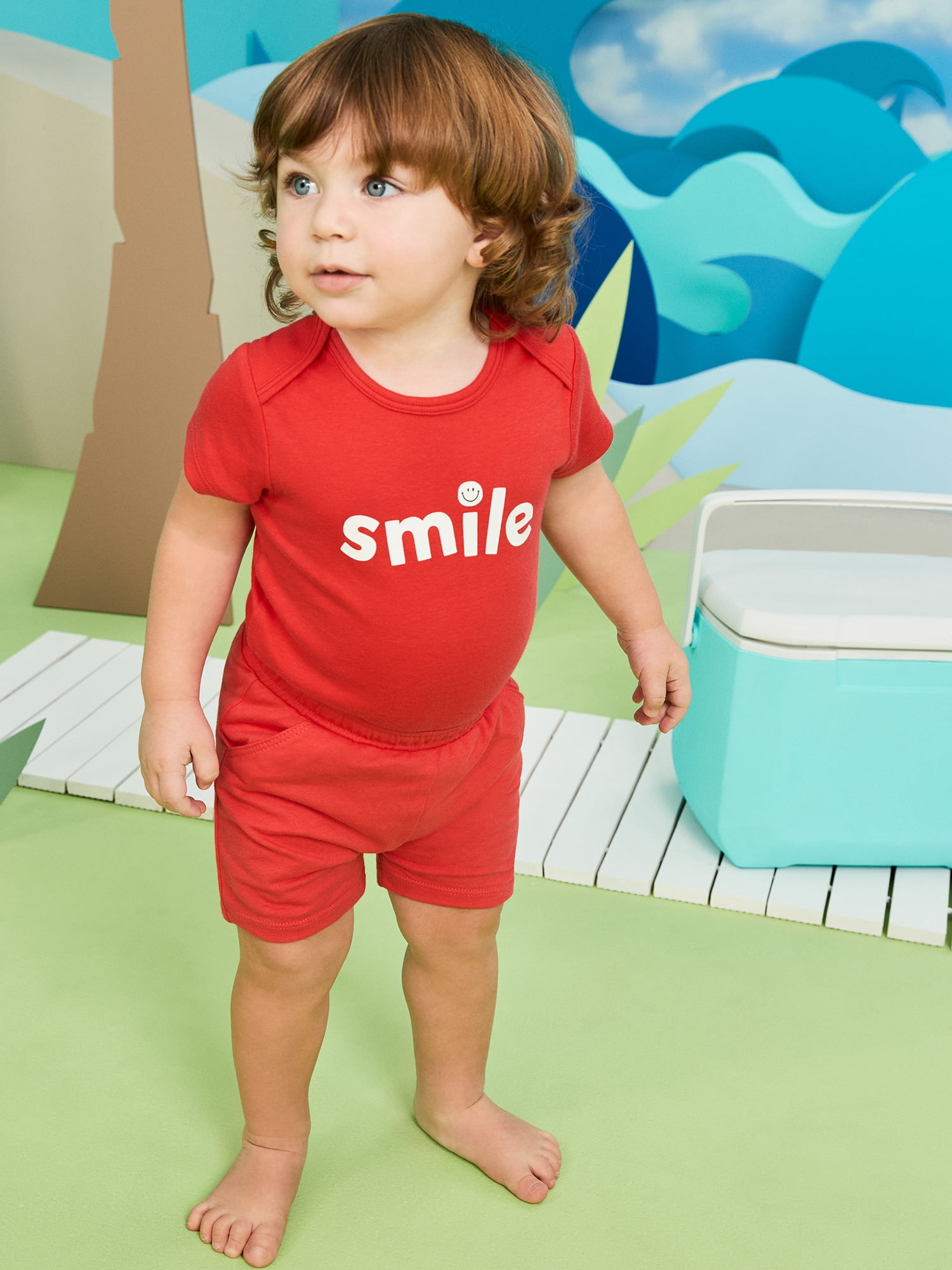 Garanimals Newborn & Baby Boy Cotton Lap-Shoulder Short-Sleeve Bodysuits, 4-Pack, Sizes 0–24M