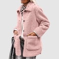 thumbnail image 2 of Women's Fleece Jackets Trendy Long Sleeve Button Down Lapel Outerwear Casual Sherpa Jacket with Pockets Pink M, 2 of 9