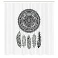 thumbnail image 3 of Ambesonne Feather Shower Curtain, Aztec Dream Catcher, 69"Wx84"L, White and Charcoal Grey, 3 of 5