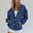 thumbnail image 2 of Mohiass Button Up Y2K Hoodies for Women Casual Oversized Hooded Sweatshirt Long Sleeve Trendy Athletic Jackets with Pockets Navy S, 2 of 7