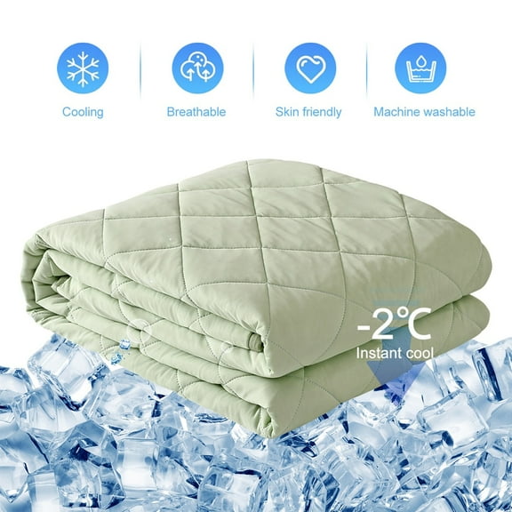 EVOLIVE Elastane Diamond Quilted All Season Light Weight Single Reversible Cooling Quilt/Comforter (Green, Twin)
