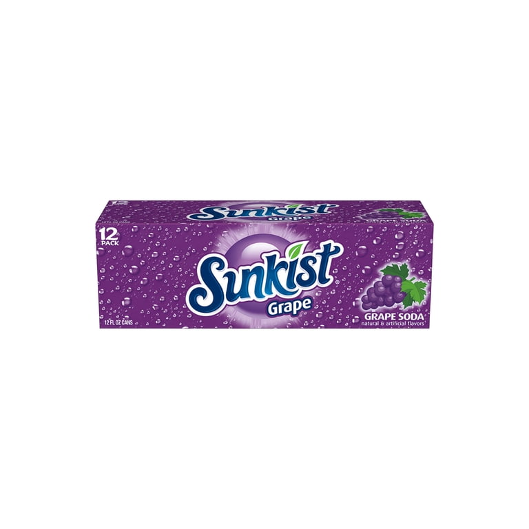 Sunkist Caffeine Free Grape Soda, 12 fl oz Cans, 12 Pack