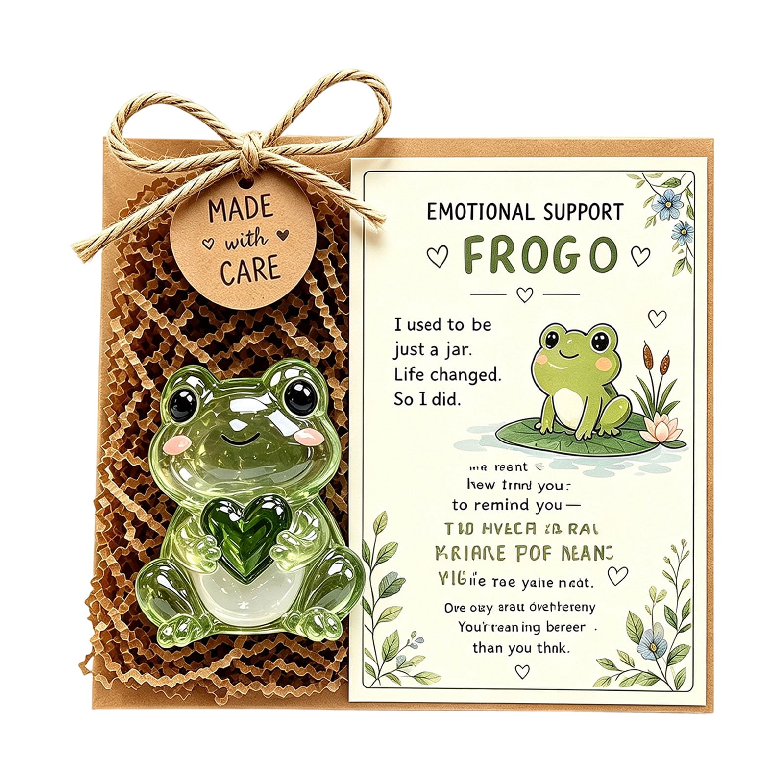 Recycled Glass Animal Figurine Handmade Miniature Statue with Inspirational Card Decorative Collectible