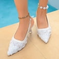 thumbnail image 4 of Tqyyweavej Women's Heels Lace Breathable Pointed Closed Toe Gladiator Mules Versatile Ankle Strap Kitten Heel Sandals for Women, 4 of 10