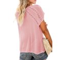 thumbnail image 4 of Sylvamorning Womens Solid Color Hollow Loose Short Sleeve Pullover T-shirt, 4 of 6