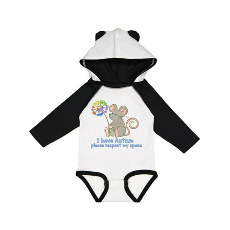 

Inktastic I Have Autism Please Respect My Space Mouse with Flower Gift Baby Boy or Baby Girl Long Sleeve Bodysuit