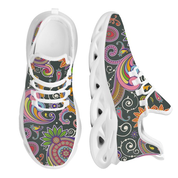 Zapatos vulcanizados negros con estampado bohemio de cachemira, zapatillas de deporte de alta calidad para mujer, zapatos planos con cordones, mocasines para mujer, tallas grandes