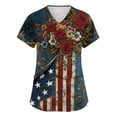 thumbnail image 2 of Bbyeadc Oversize United States T-Shirts for Women Short Sleeve Freedom T-Shirt V Neck Celebration United States Shirt Casual Going Out Top,Blue(XL), 2 of 5