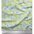 thumbnail image 1 of Soimoi Blue Heavy Canvas Fabric Yellow Mustard Leaves Printed Fabric 1 Yard 58 Inch Wide, 1 of 3