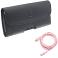thumbnail image 1 of For Galaxy A54 /A53 /A33 - Case Belt Clip w 10ft Long USB-C Cable, Leather Holster Cover, Pink Charger Cord Power Wire for Samsung Galaxy A54 /A53 /A33 5G, 1 of 10