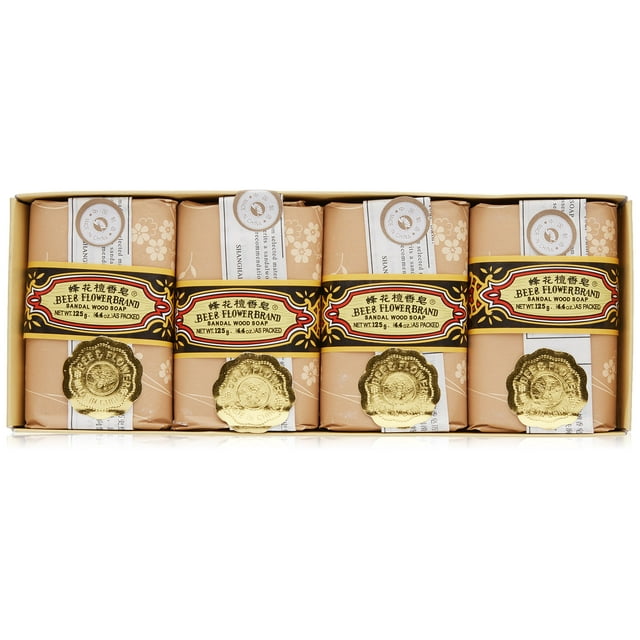 Jabón de sándalo Bee & Flower 4.4 oz (paquete de 4)