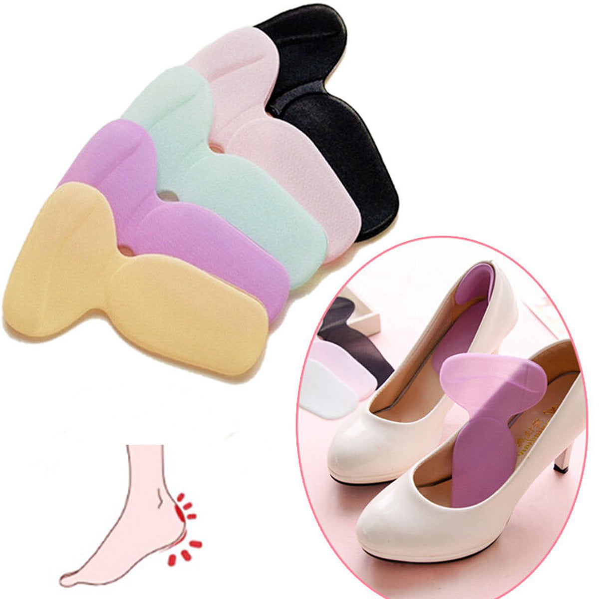 5pairs Heel Cushion Insertssoft Shoe Inserts Heel Cushion Pads Self Adhesive Foot Care 